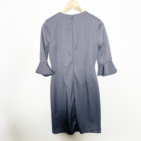 BANANA REPUBLIC Navy Herringbone Ponte Dress Flutter Sleeves Stretch WOMEN'S 6 - Picture 5 of 7